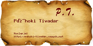 Páhoki Tivadar névjegykártya