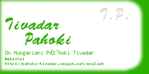 tivadar pahoki business card